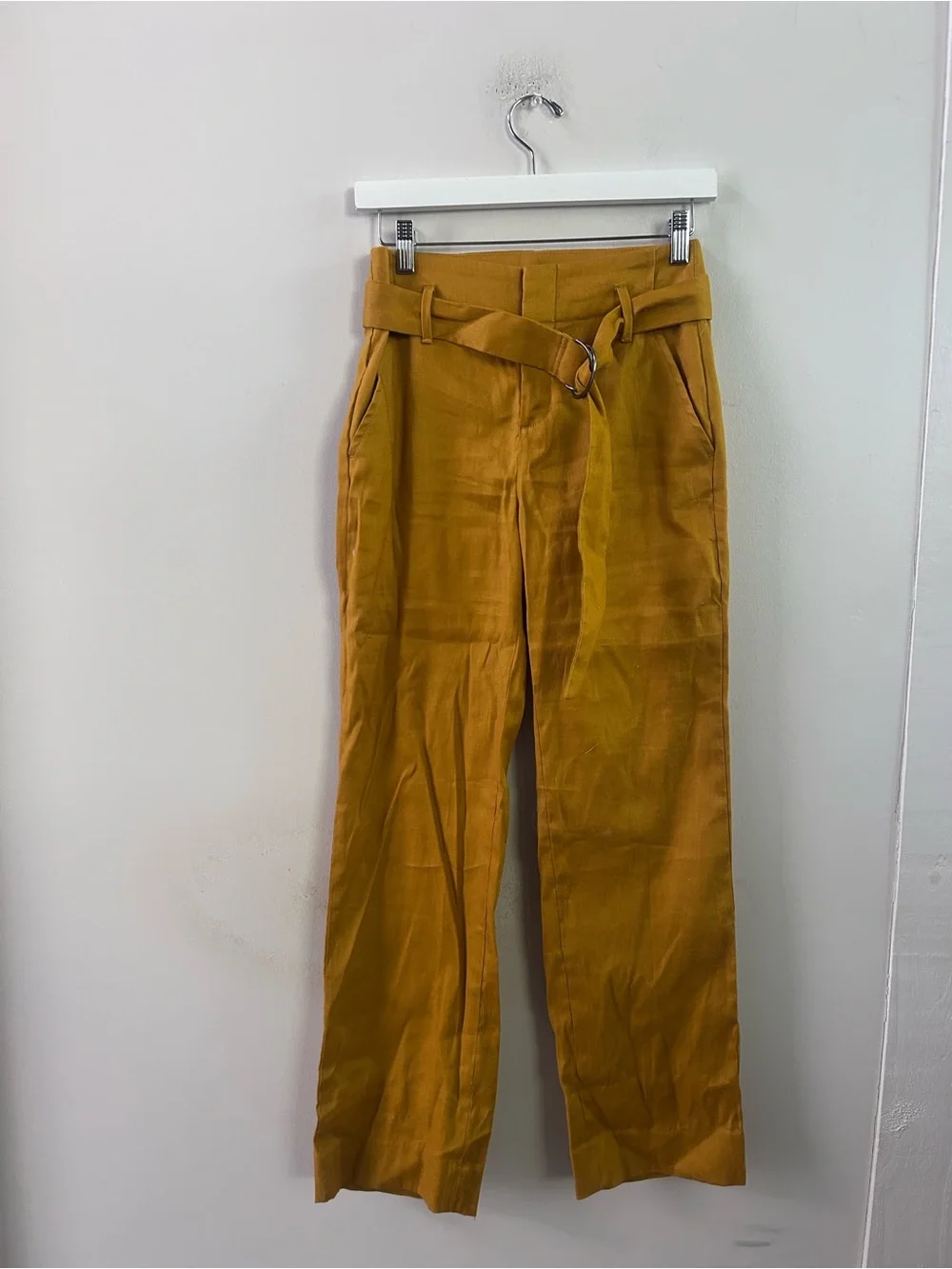 Banana republic dark yellow linen cotton blend pants 00 petite‎